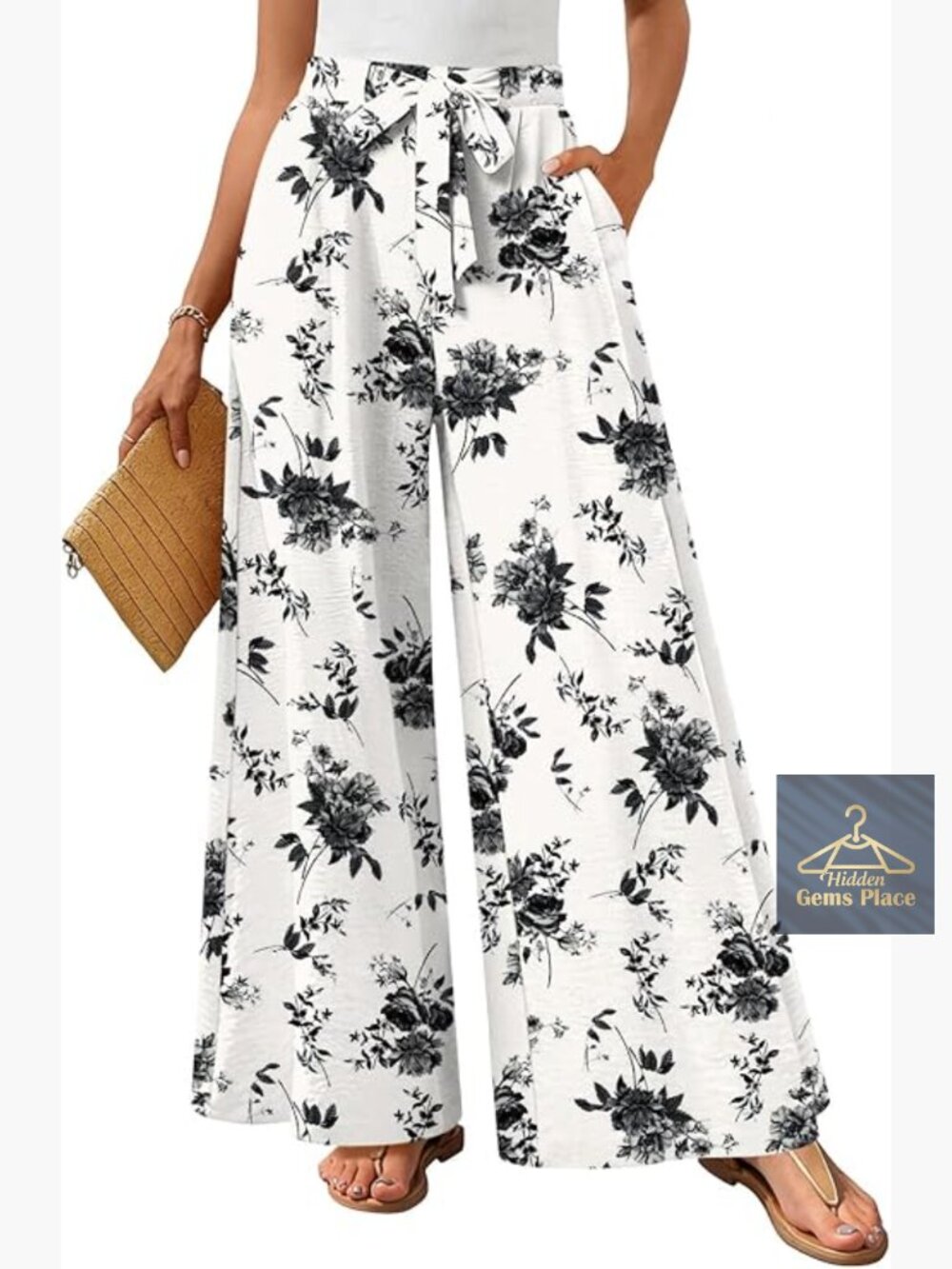Wide Leg Lounge Pants High Waisted Drawstring Palazzo Trousers with Pockets - Picture 1 of 6